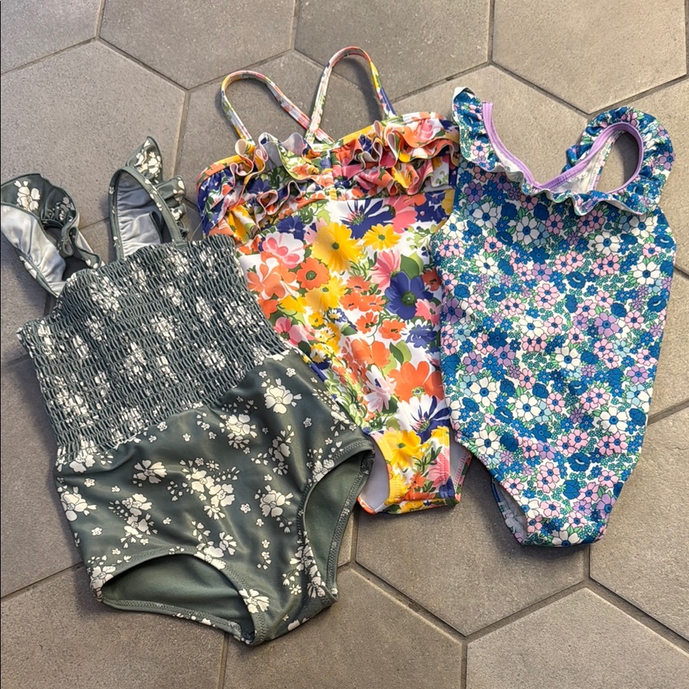 One Each - H&M Janie and Jack Boden Floral Patterned Girls' Swimsuits Set 3T